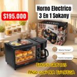 Horno Eléctrico, cafetera y plancha 3 en 1